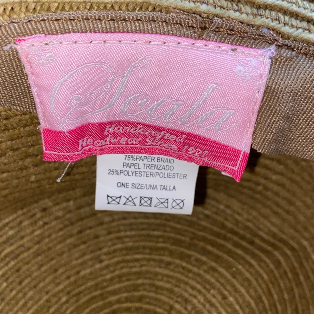 Scala Classic Golden-Brown Wide Brim Floppy Sun Hat with Ribbon Size OS